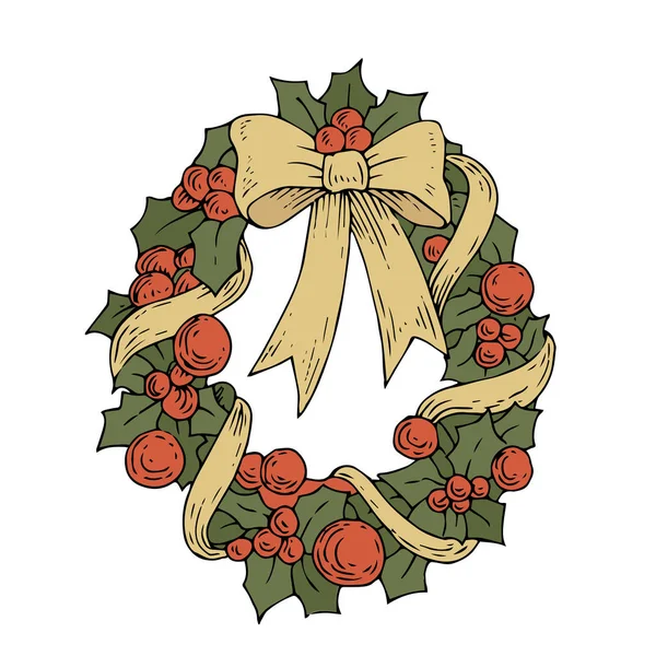 Christmas Wreath White Background — Stock Vector