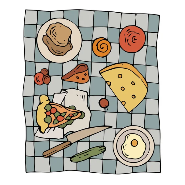 五颜六色的夏季野餐套餐 — 图库矢量图片