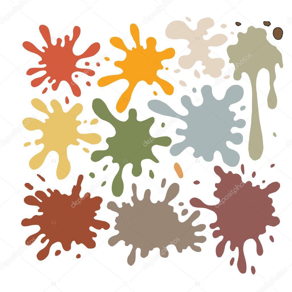 colorful paint blots set collection