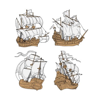 renkli hat gemileri toplama seti