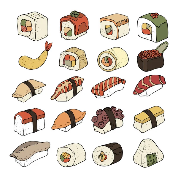 Sammlung Von Sushi Lebensmitteln — Stockvektor