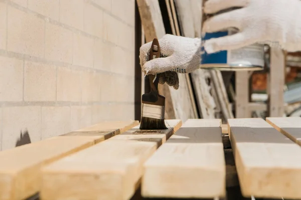 Tablero Madera Pintado Mano Con Una Laca Protectora — Foto de Stock