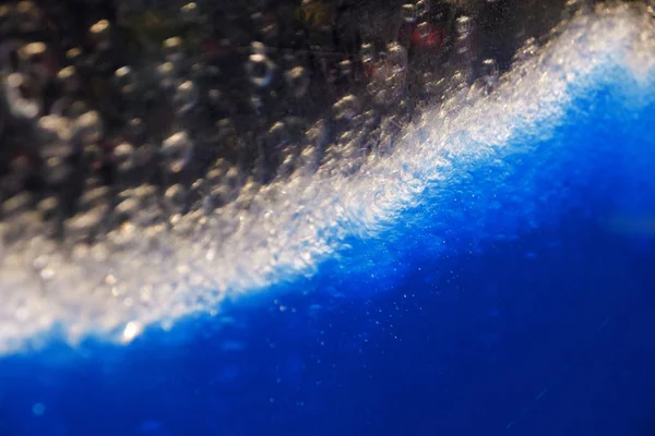 Abstrakter Hintergrund Und Textur Blauer Blasen Mit Hintergrundbeleuchtung — Stockfoto