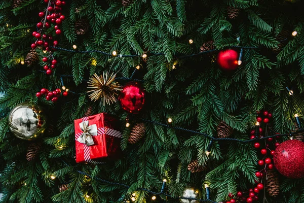 Natale Capodanno Sfondo Vacanza Decorazioni Decorazioni Natalizie Strade — Foto Stock