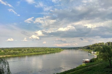 Güzel Oka Nehri ve yaz akşam doğa manzarası 2018