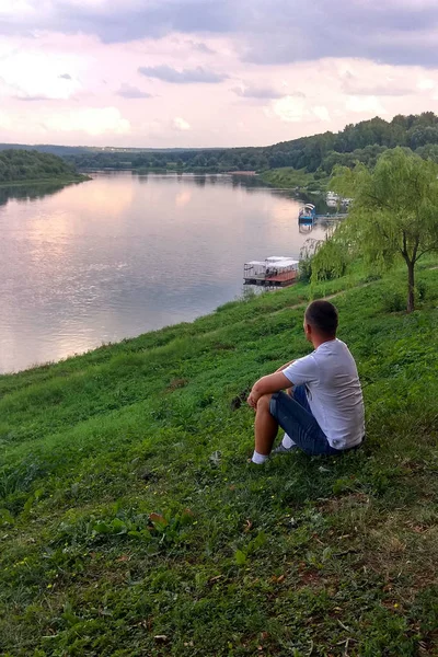 Krásné Řeky Oka Letní Večer Přírodní Scenérie 2018 — Stock fotografie