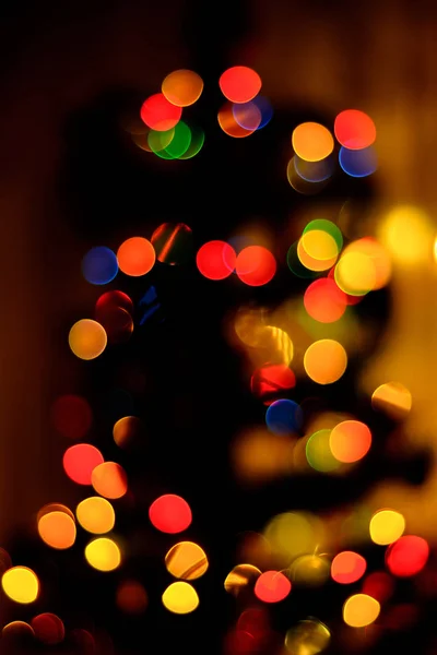 Bokeh Blue Green Yellow Background New Christmas Tree Blurred 2018 — Stock Photo, Image