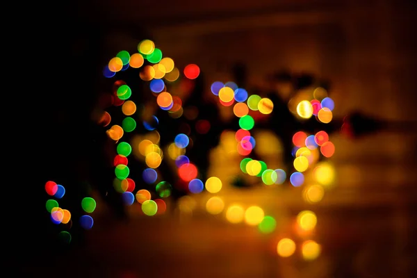 Colored Bokeh Background Blurs Christmas Tree 2018 — Stock Photo, Image