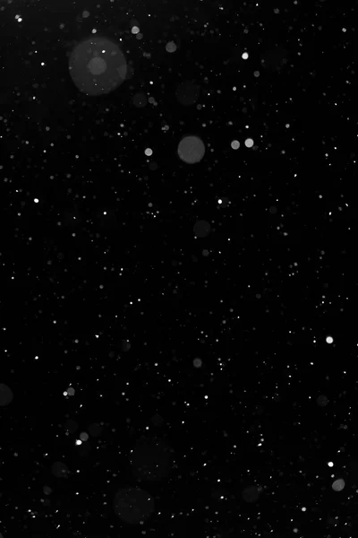 Bokeh Nieve Blanca Sobre Fondo Negro Noche 2018 —  Fotos de Stock