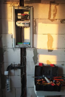 Evin duvarında dahili temel kalkan.