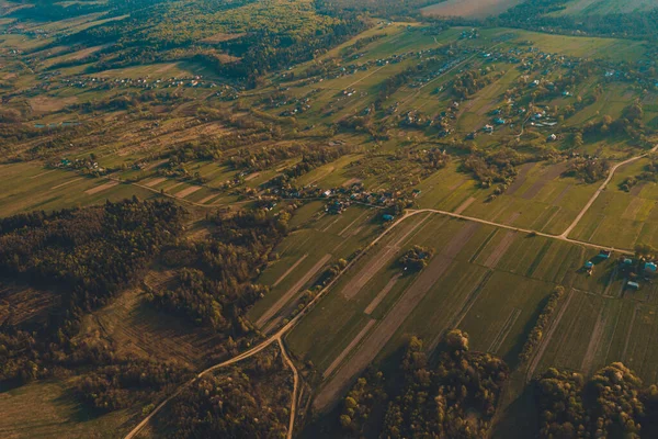 Foto Aérea Pueblo Ucraniano Centro Europa Hermoso Paisaje Aldea Trostyanets —  Fotos de Stock