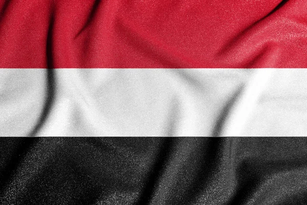 也门的国旗 独立国家的主要象征 民主国家幅员辽阔的一个特征 — 图库照片
