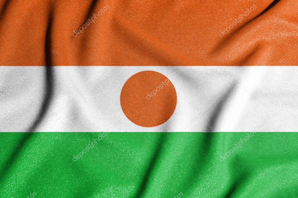 National flag of the Niger. The main symbol of an independent country. Flag of Niger. 2021