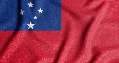 Samoa 'nın ulusal bayrağı. Bağımsız bir ülkenin ana sembolü. Samoa bayrağı. Demokratik bir devletin büyük bir özelliği..
