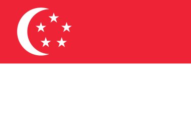Singapur 'un ulusal bayrağı. Bağımsız bir ülkenin ana sembolü. Demokratik bir devlet illüstrasyonunun büyük bir özelliği. 2021