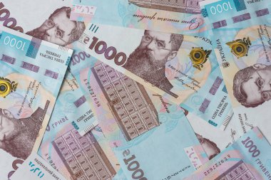 Ukrayna parası, Ukrayna banknotlarının dokusu ve 1000 hryvnias değerinde banknot, Vernadsky .2021 'i resmediyor.