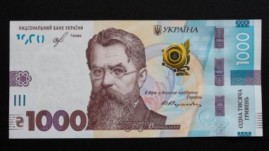 Büyük para, en büyük Ukrayna mezhebi, bin hryvnias, yakın çekim. 2021