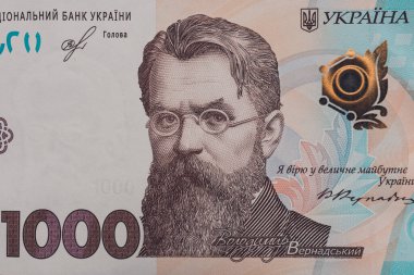 Büyük para, en büyük Ukrayna mezhebi, bin hryvnias, yakın çekim. 2021