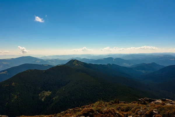 Beautiful Landscape High Cliffs Illuminated Peaks Blue Sky Trails Montenegrin — Stock Photo, Image
