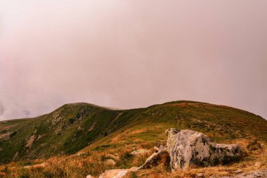 Gutyn Tomnatyk Dağı 'nın zirvesinde, Karadağ' ın bulutlu sırtındaki dağın manzarası, nefes kesen manzaralar, ihtişamlarıyla büyülendiler. 2020