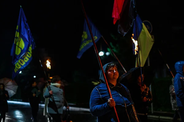 Dolyna Ucrania Octubre 2020 Acción Pacífica Del Partido Político Svoboda — Foto de Stock
