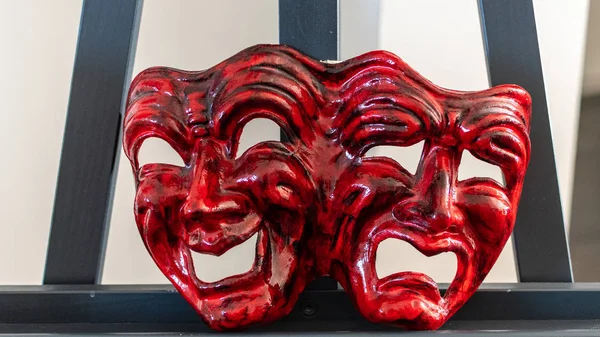 Máscara Carnaval Rojo Que Representa Alegría Tristeza — Foto de Stock