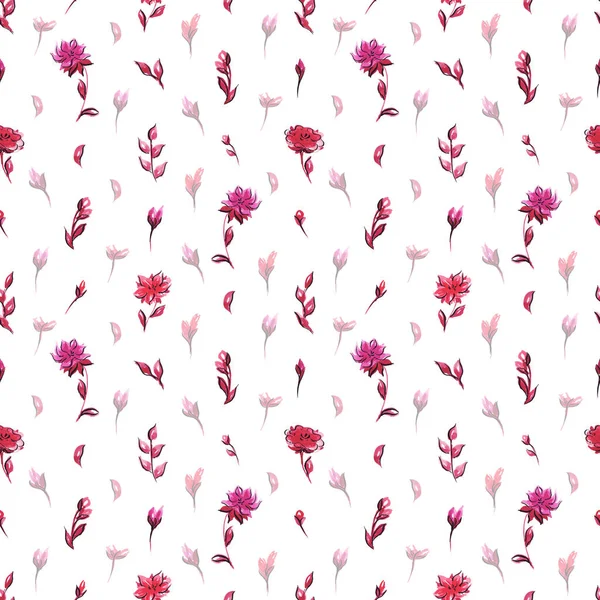 Nahtlose Muster Licht Aquarell Blumen Rot Rosa Lila — Stockfoto