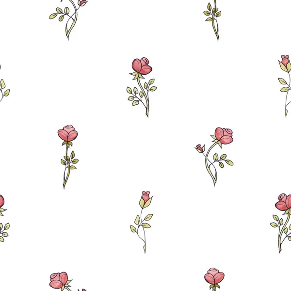 Nahtlose Muster Aquarell Rose Barock Blumen Mit Blatt — Stockfoto
