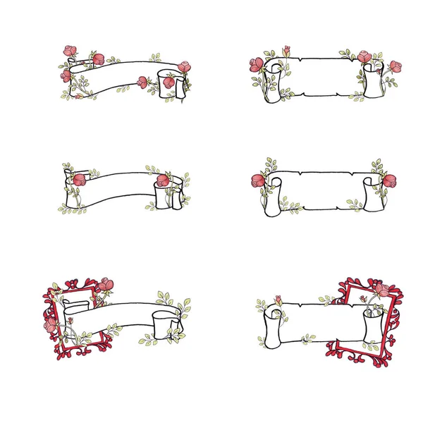 Ленточный Каркас Изыскано Закрученный Винтажный Барокко Ретро Розой — стоковое фото