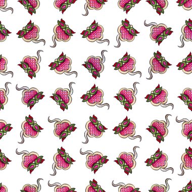 Dikişsiz desen Moonlight sihirli çiçek nakış tekstil sarı pembe tomurcukları bukleler yaprakları