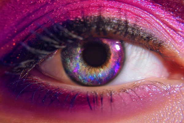 Schöne Augen Des Mädchens Raum Linsen Für Den Augenraum Kosmos — Stockfoto