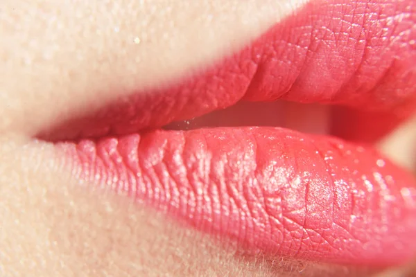 Schöne Sexy Lippen Rosa Dicke Lippen Aus Nächster Nähe Close — Stockfoto