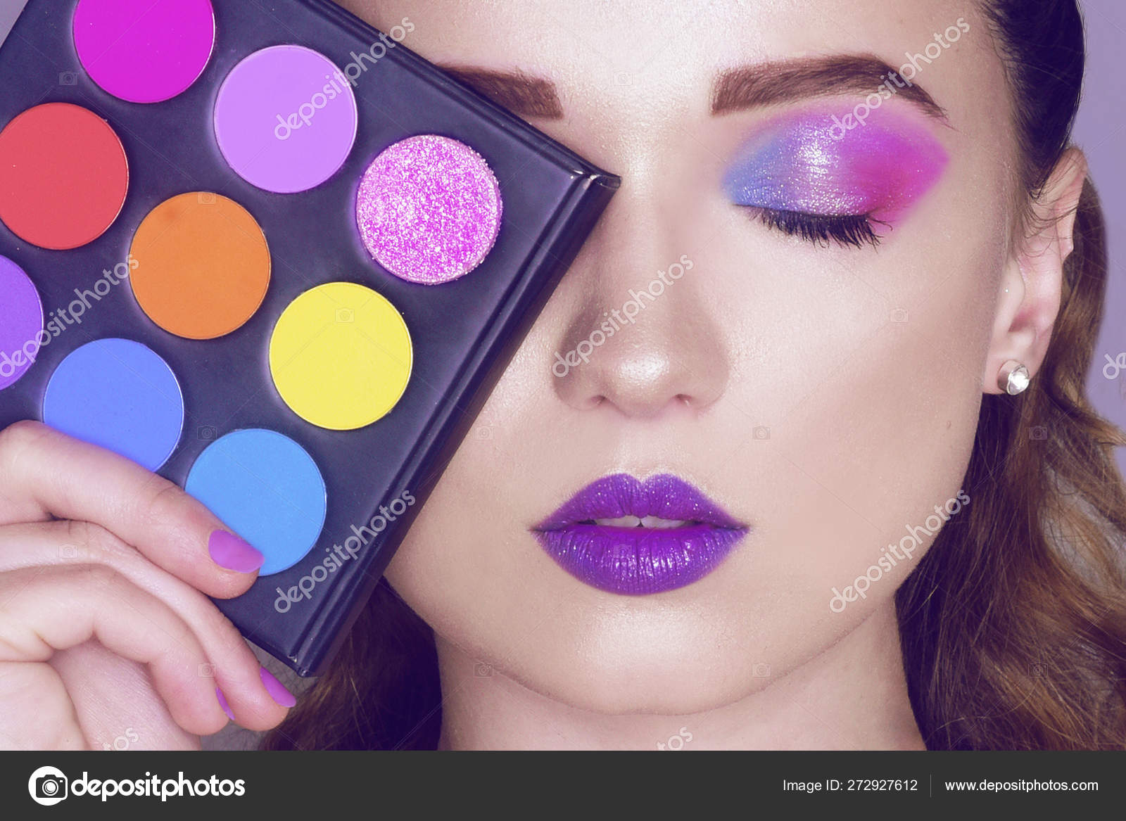 Fashion Model Woman Creative Pink Blue Make Beautiful Eyes Glitter Stock Photo Image By C Morethanproduction 272927612
