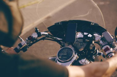 Motosiklet, telefon bir motosiklet, bir yere bağlı