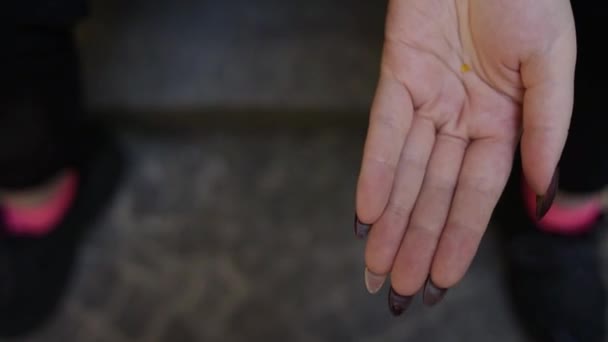 Flickans Händer Håller Kapslar För Cigaretter Och Sätter Dem Cigaretter — Stockvideo