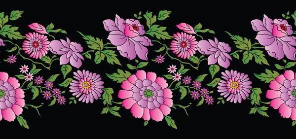 Floral Naadloze Vector Grens — Stockvector