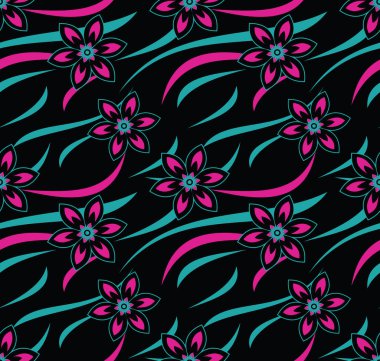 Sorunsuz vektör neon çiçek duvar kağıdı