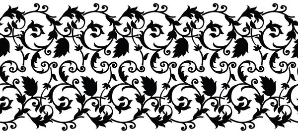 Seamless black and white swirly border