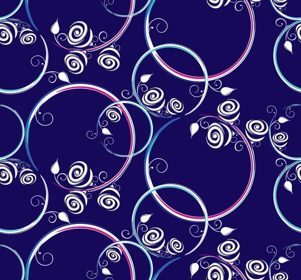 Motif floral rose sans couture sur fond bleu — Image vectorielle