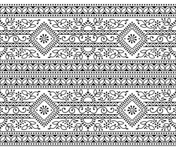 Seamless traditional indian black and white border — Stock Vector