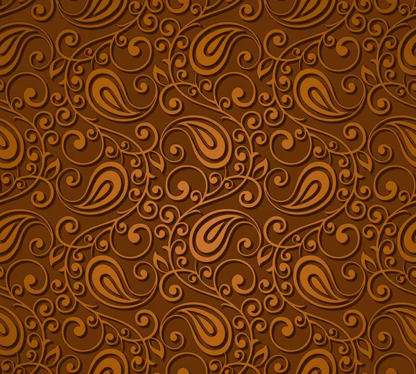 Seamless Brown Paisley Wallpaper — Stock Vector