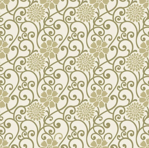 Seamless Golden Floral Background — Stock Vector