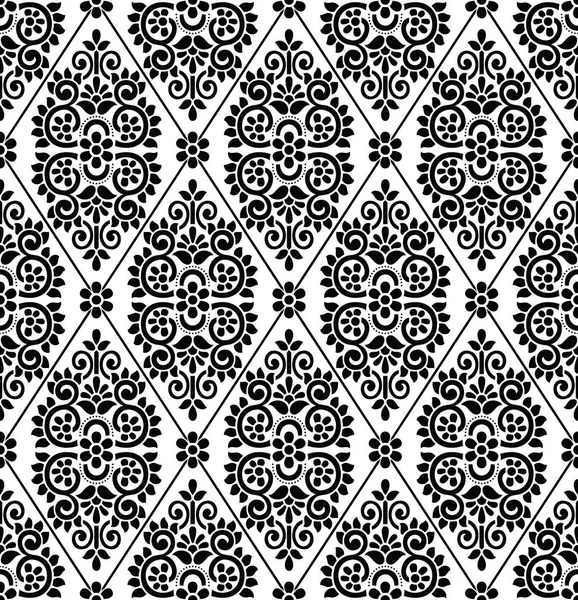 Seamless Black White Damask Wallpaper — Stock Vector