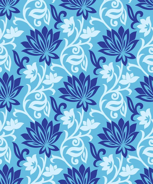 Seamless Blue Vector Floral Background — Stock Vector