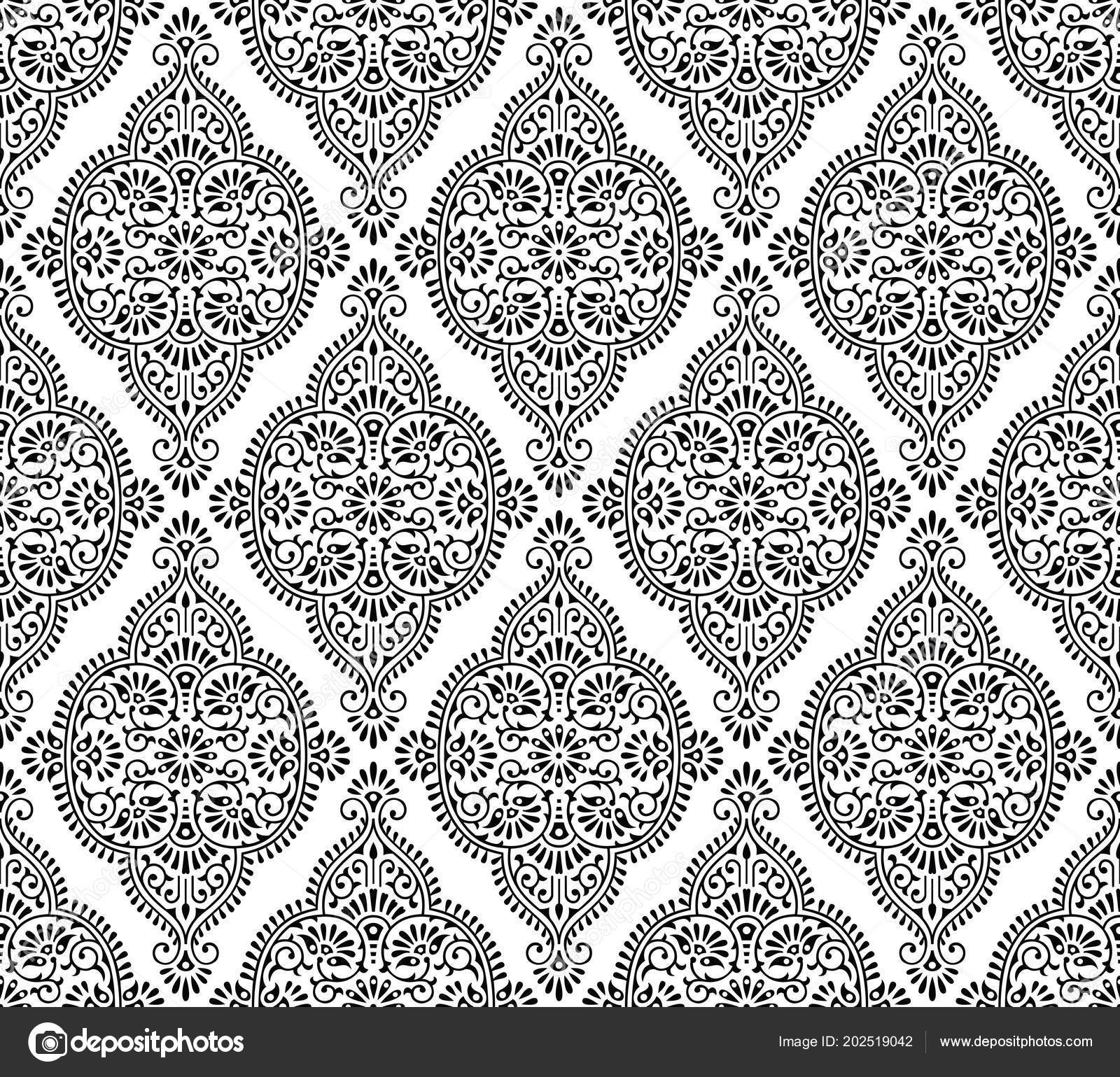 Seamless Black White Damask Pattern Stock Vector Image by ©malkani