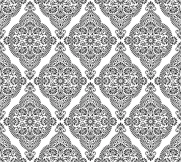 Seamless Black White Damask Pattern — Stock Vector