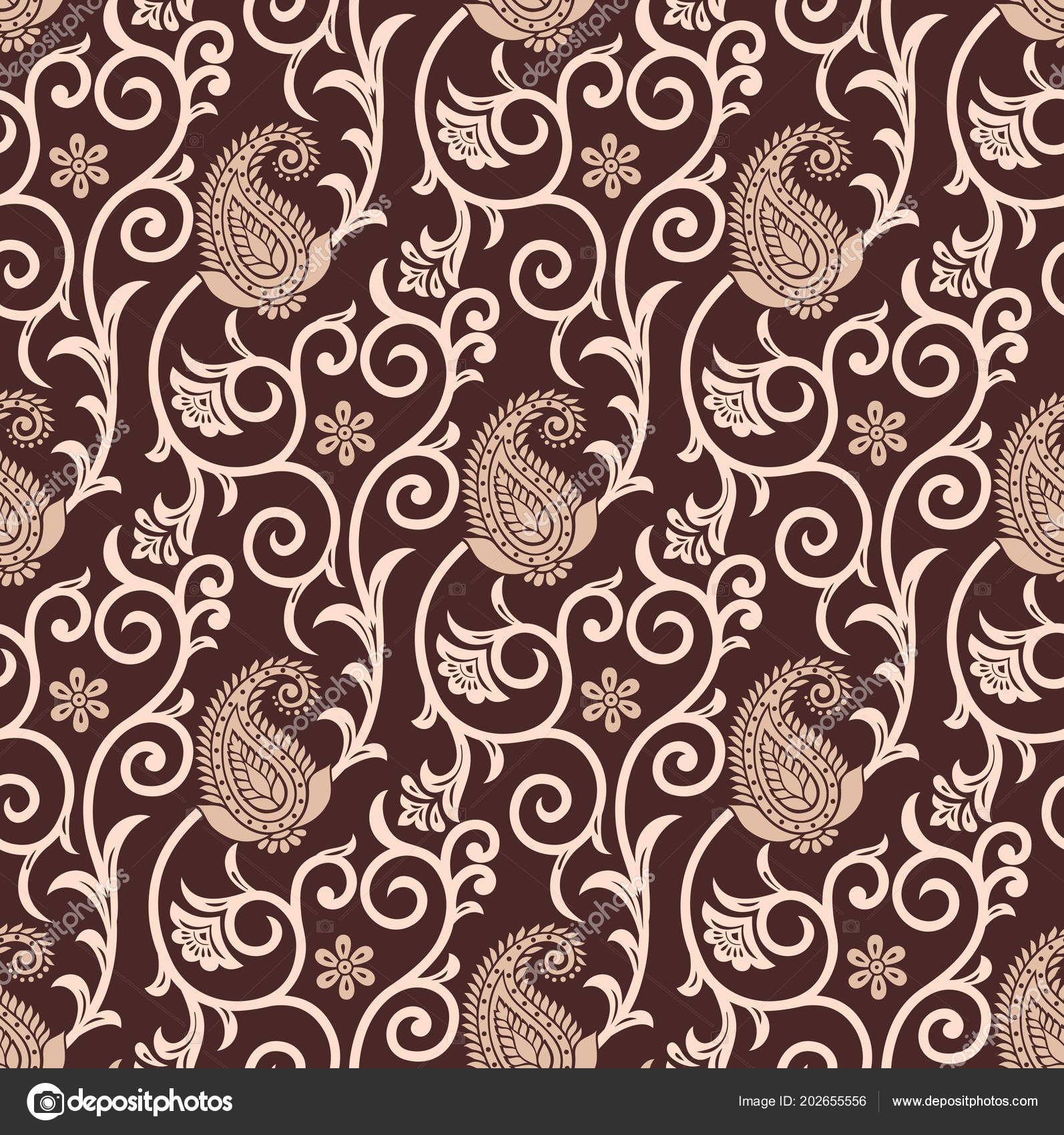 Seamless Brown Paisley Background Stock Vector Image by ©malkani #202655556