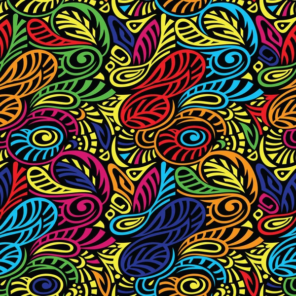 Inconsútil Patrón Tribal Colores Brillantes Sobre Fondo Oscuro — Vector de stock