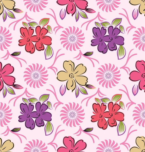 Fond Floral Coloré Mignon Sans Couture — Image vectorielle