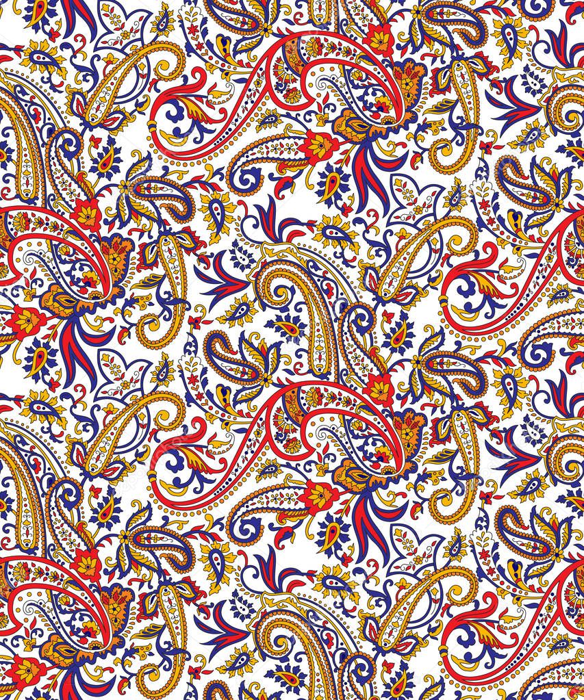 Seamless paisley pattern on white background